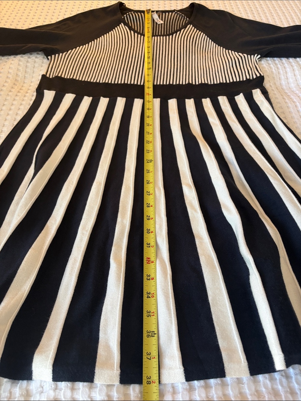 NY Collection Woman’s Preppy Office A-Line Navy/ White Striped Knit Dress SZ 2X - Picture 6 of 7